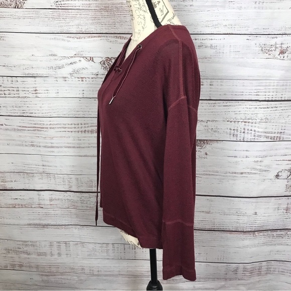 Rails top lace up‎ front long sleeve maroon size XS casual blouse - Picture 3 of 7